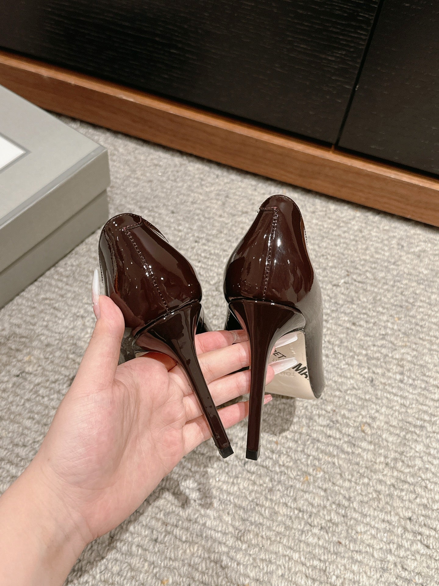 ROMAN HIGH-HEEL 10 CM IN PECAN BROWN CALFSKIN