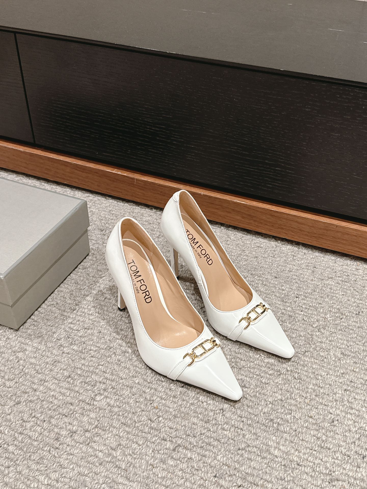 ROMAN HIGH-HEEL 10 CM IN WHITE CALFSKIN