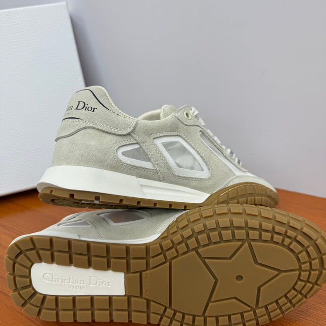 DIOR 26S SNEAKERS IN WHITE AND GRAY SUEDE AND FABRIC