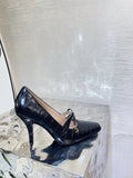 DIOR 26S HIGH HEELS IN BLACK CROC-EMBOSSED CALFSKIN WITH CHARMS