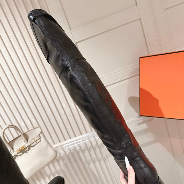 HM 26S OVER THE KNEE BOOTS IN BLACK CALFSKIN
