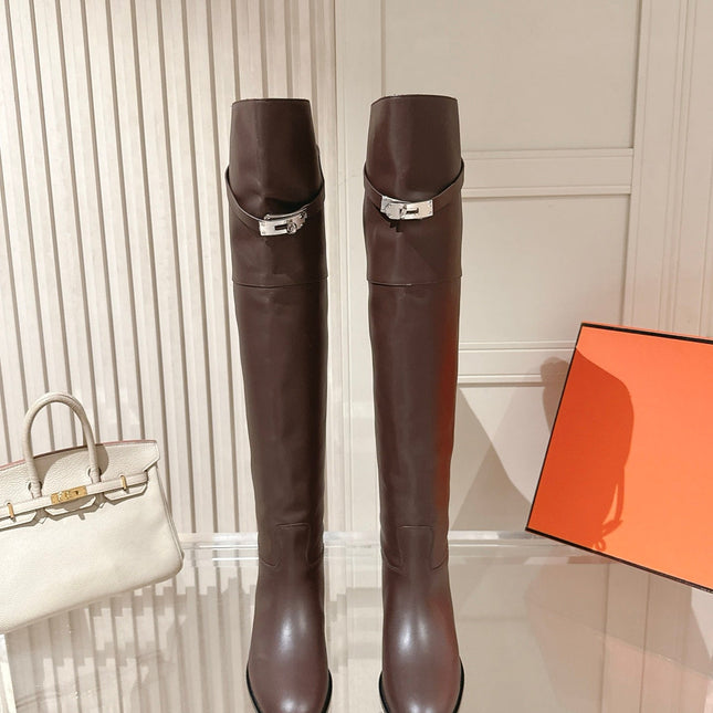 HM 26S OVER THE KNEE BOOTS IN DARK BROWN CALFSKIN