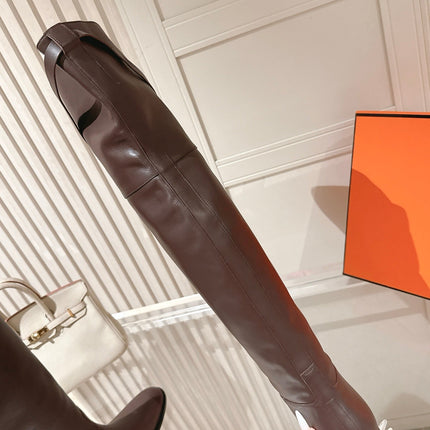 HM 26S OVER THE KNEE BOOTS IN DARK BROWN CALFSKIN