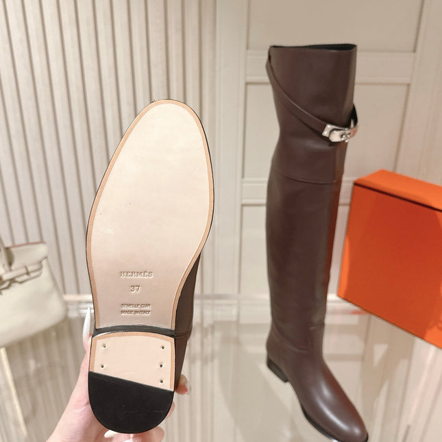 HM 26S OVER THE KNEE BOOTS IN DARK BROWN CALFSKIN