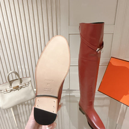 HM 26S OVER THE KNEE BOOTS IN DARK RED CALFSKIN