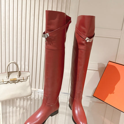HM 26S OVER THE KNEE BOOTS IN DARK RED CALFSKIN