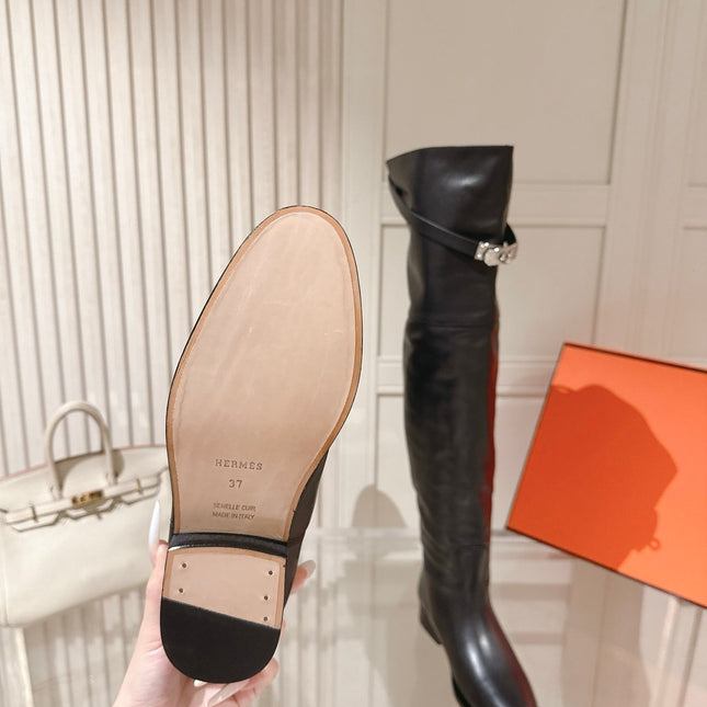 HM 26S OVER THE KNEE BOOTS IN BLACK CALFSKIN