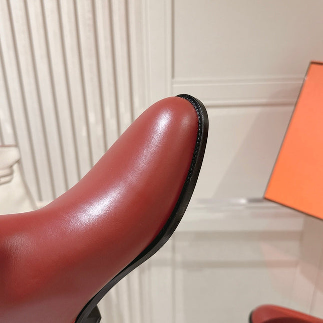 HM 26S TALL FLAT BOOTS IN DARK RED CALFSKIN