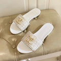 SLIPPERS IN WHITE CREAM TWEED MULE
