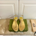 GG SIGNORINA THONG SANDALS IN GOLD SHEEPSKIN