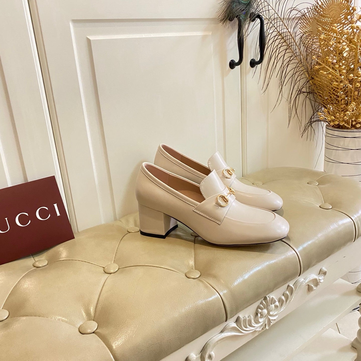 GUCCI 26S HORSEBIT LOAFERS 55 MM IN IVORY SMOOTH CALFSKIN