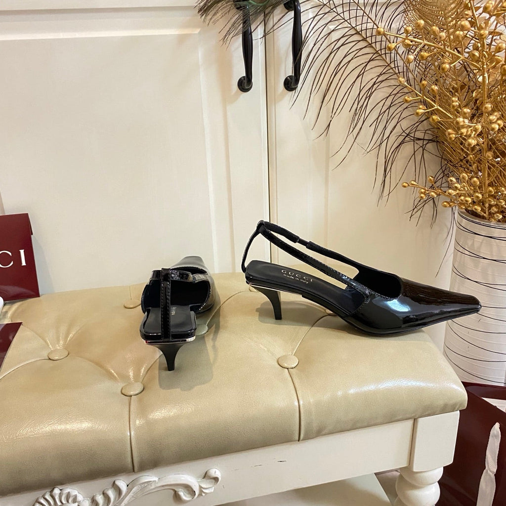 GUCCI 26S SLINGBACK 55 MM IN BLACK CALFSKIN