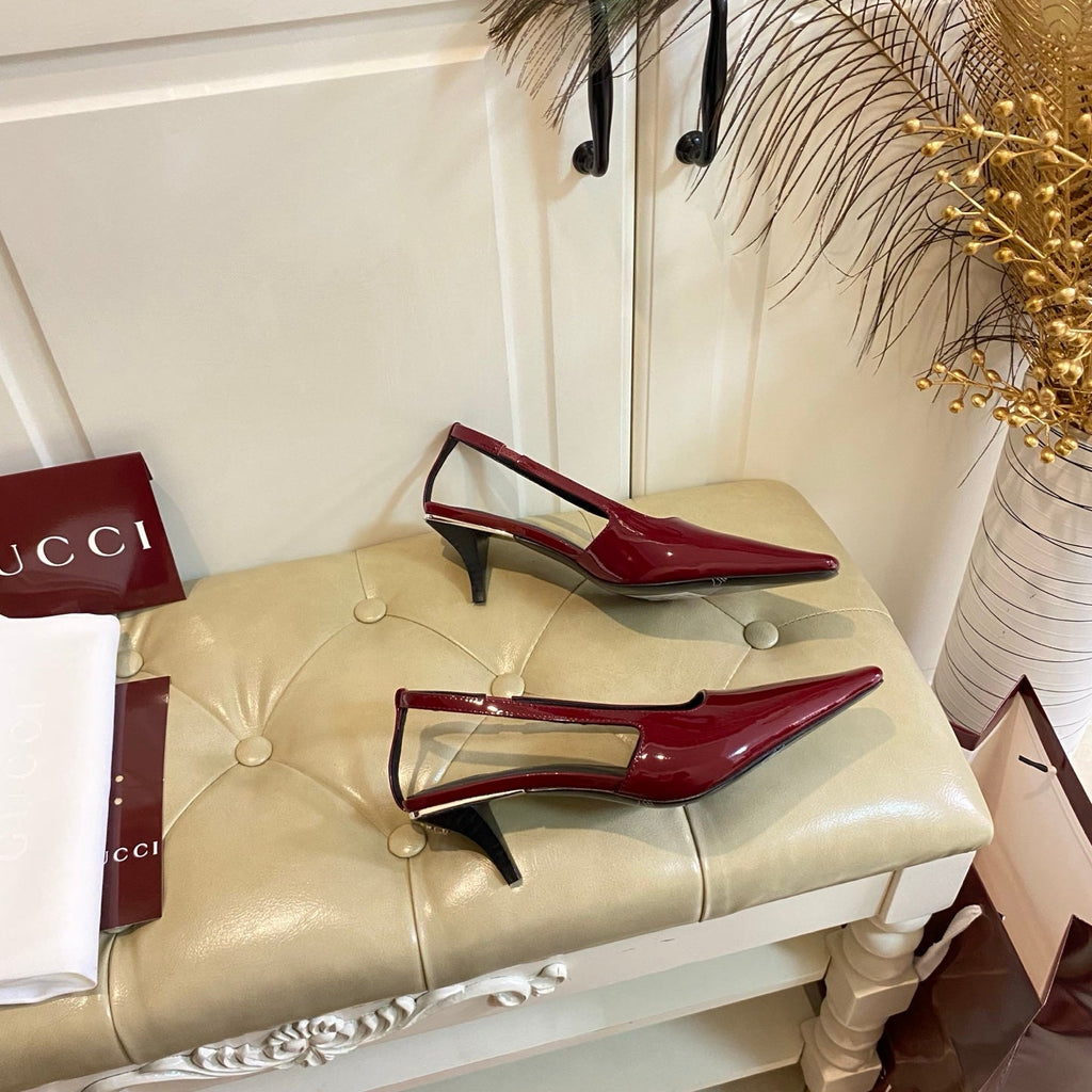 GUCCI 26S SLINGBACK 55 MM IN RED CALFSKIN