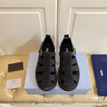 PRADA 26S BUCKLE FISHERMAN SANDALS CHUNKY SOLE IN BLACK CANVAS