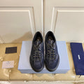 PRADA 26S LACE UP SNEAKERS CHUNKY SOLE IN BLUE TECH FABRIC AND MESH