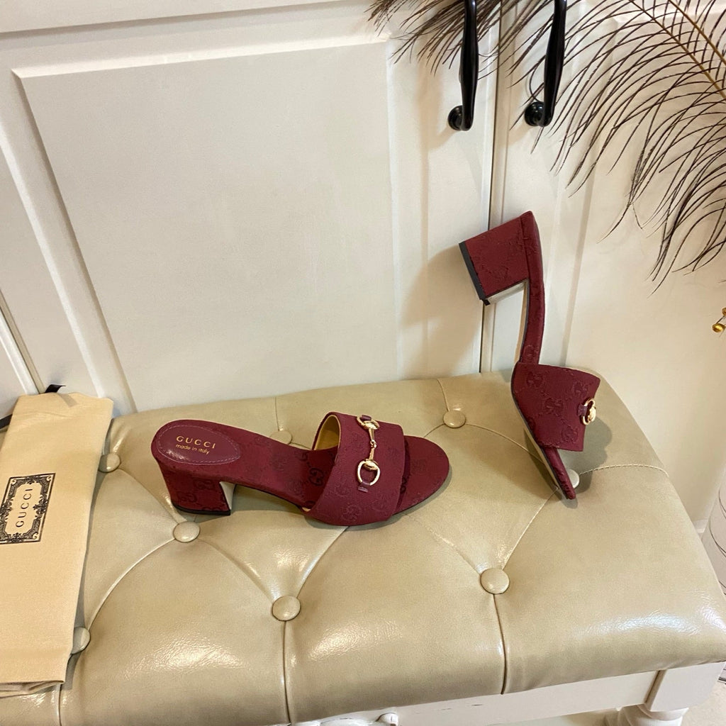 GUCCI 26S HIGH-HEELED SANDALS 65 MM IN RED CANVAS