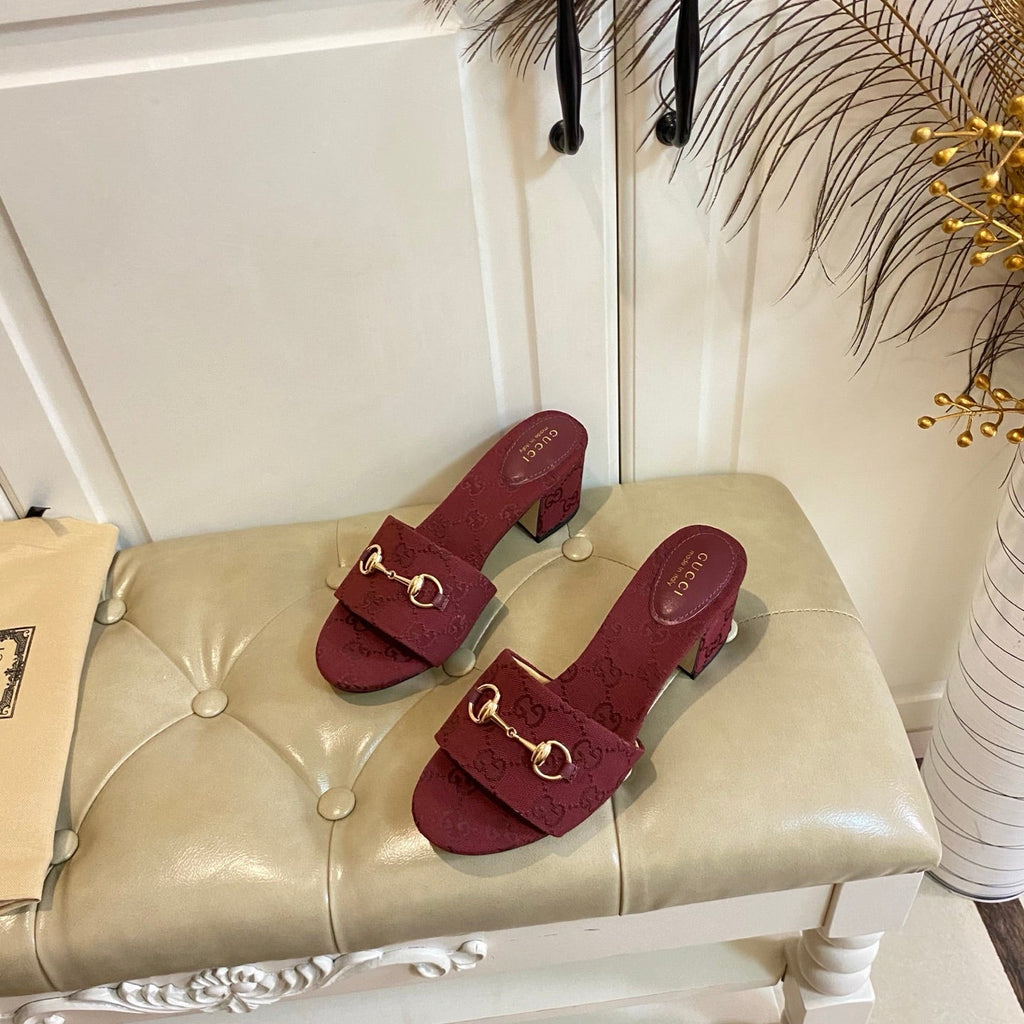 GUCCI 26S HIGH-HEELED SANDALS 65 MM IN RED CANVAS