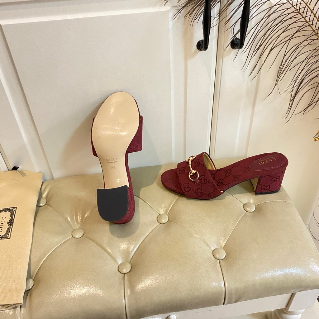 GUCCI 26S HIGH-HEELED SANDALS 65 MM IN RED CANVAS