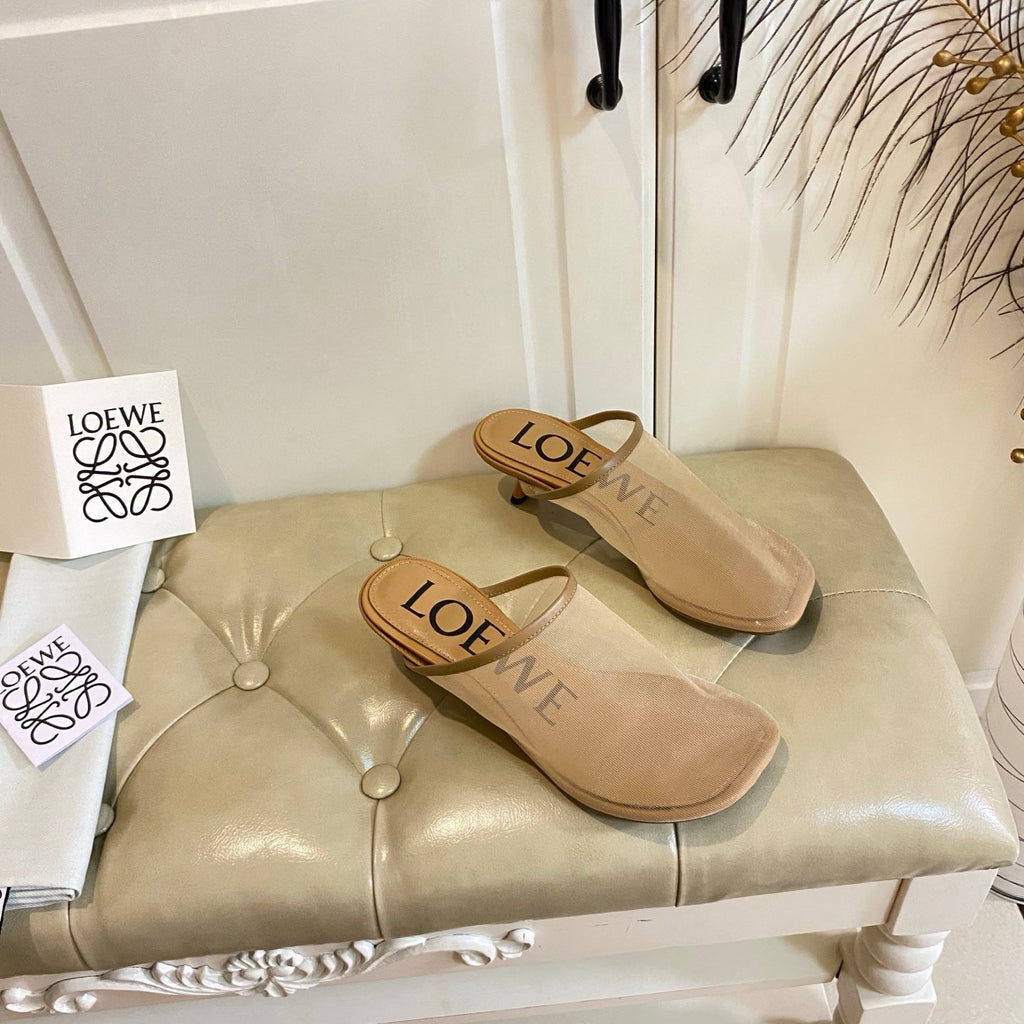 LOEWE 26S SLINGBACK MULES 45MM IN BROWN MESH
