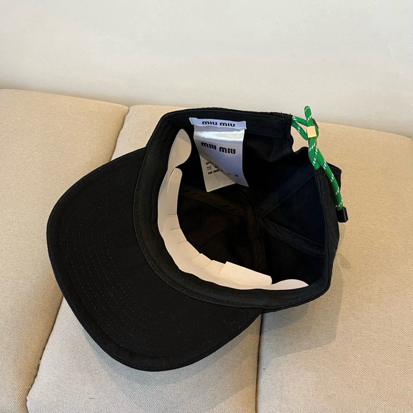 MIUMIU BASEBALL CAP IN BLACK KHAKI FABRIC STYLE 7