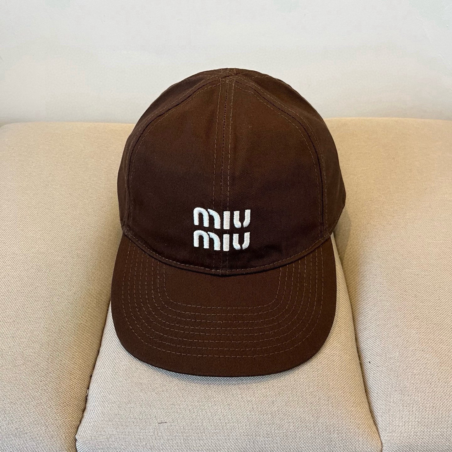 MIUMIU BASEBALL CAP IN BROWN KHAKI FABRIC STYLE 6