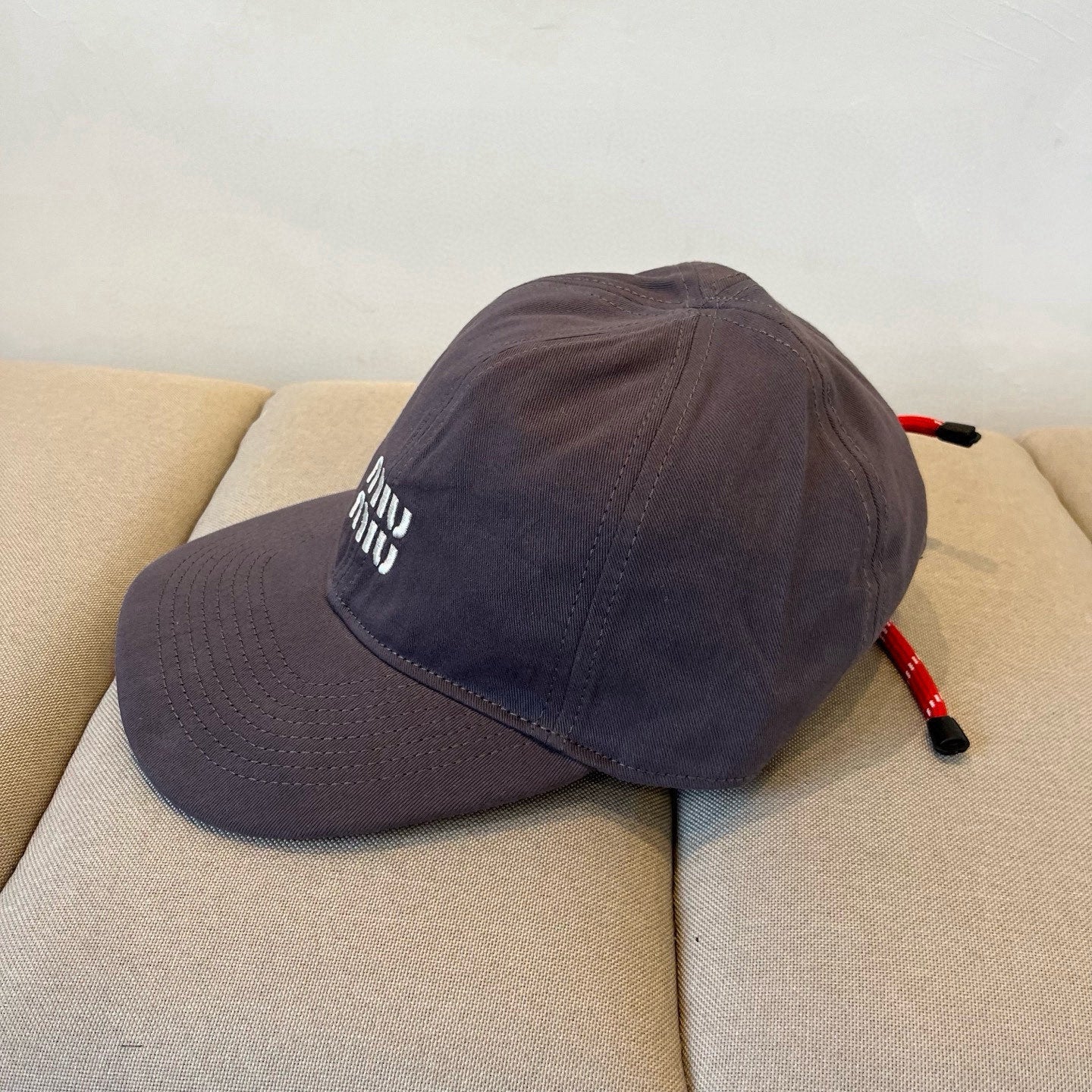 MIUMIU BASEBALL CAP IN DARK GREY KHAKI FABRIC STYLE 4