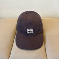 MIUMIU BASEBALL CAP IN DARK GREY KHAKI FABRIC STYLE 4