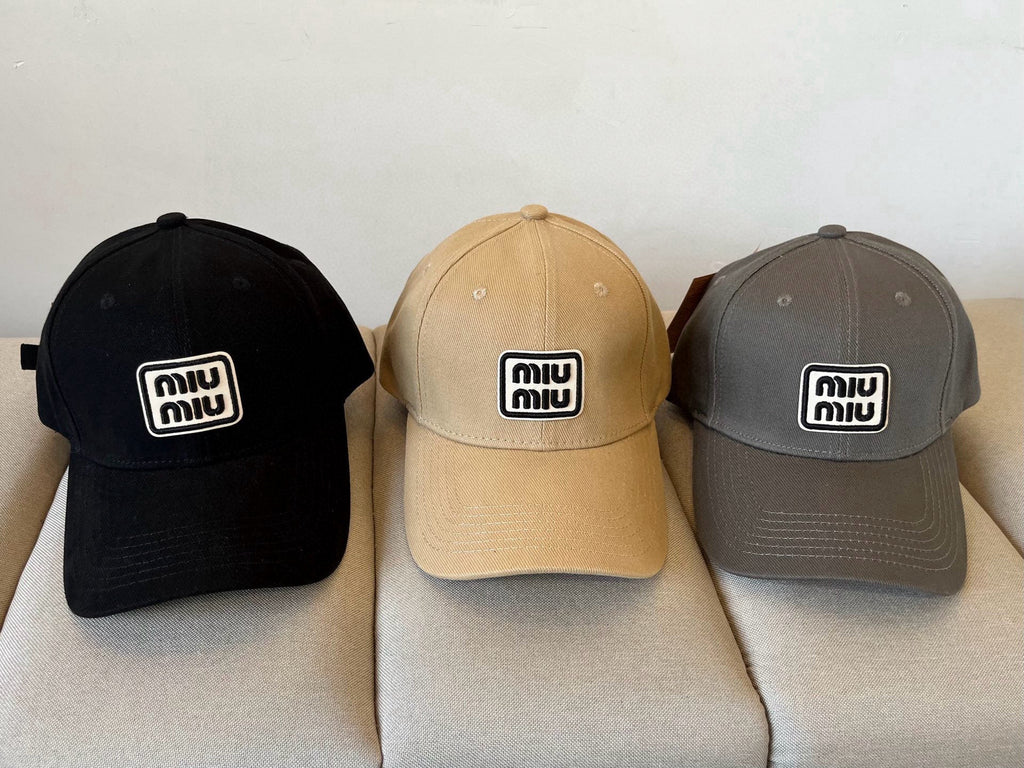 MIUMIU BASEBALL CAP IN BLACK KHAKI FABRIC STYLE 2