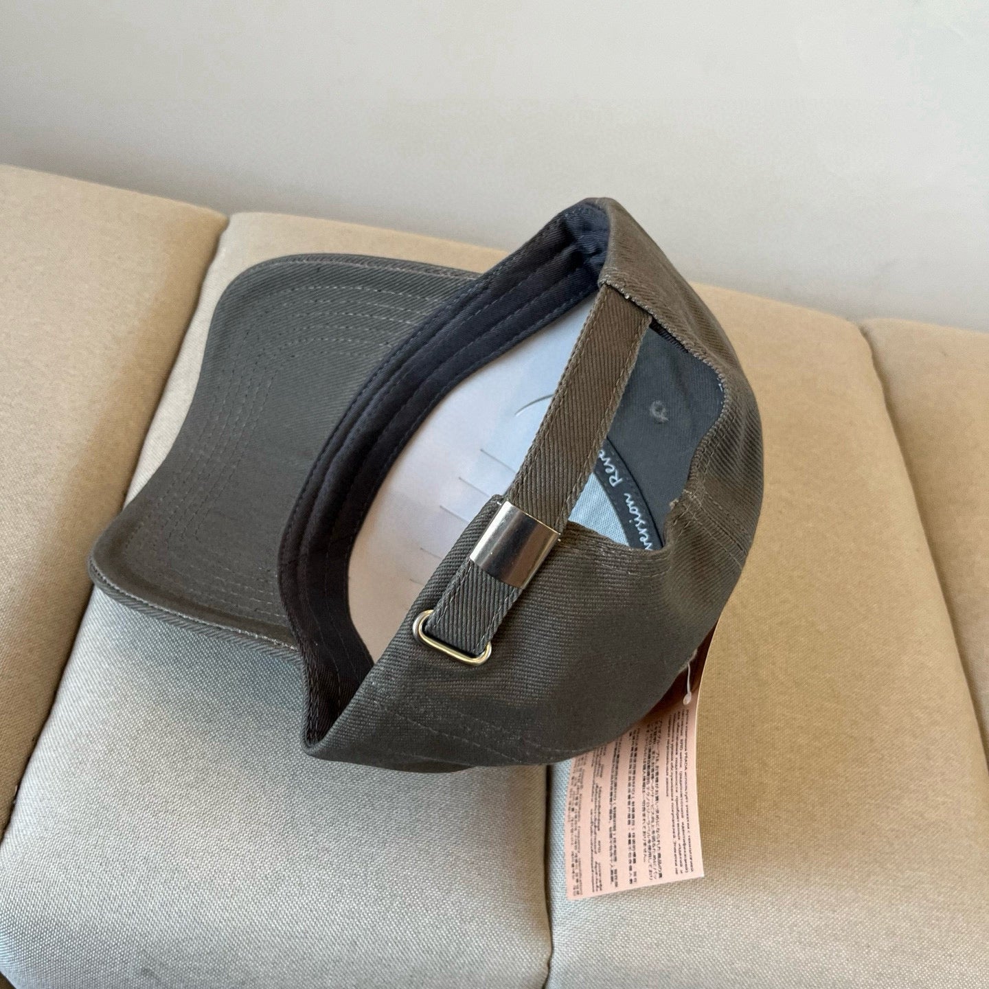 MIUMIU BASEBALL CAP IN DARK GREY KHAKI FABRIC STYLE 1