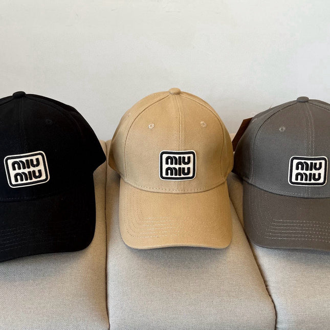 MIUMIU BASEBALL CAP IN DARK GREY KHAKI FABRIC STYLE 1