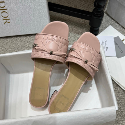DIOR 26S HEELED MULES 45 MM IN PINK QUILTED LAMBSKIN SILVER HARDWARE