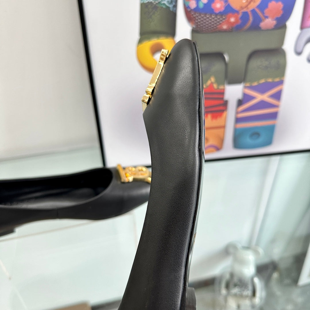 BURBERRY 26S BALLET FLATS IN BLACK CALFSKIN