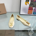 BURBERRY 26S BALLET FLATS IN CREAM WHITE CALFSKIN