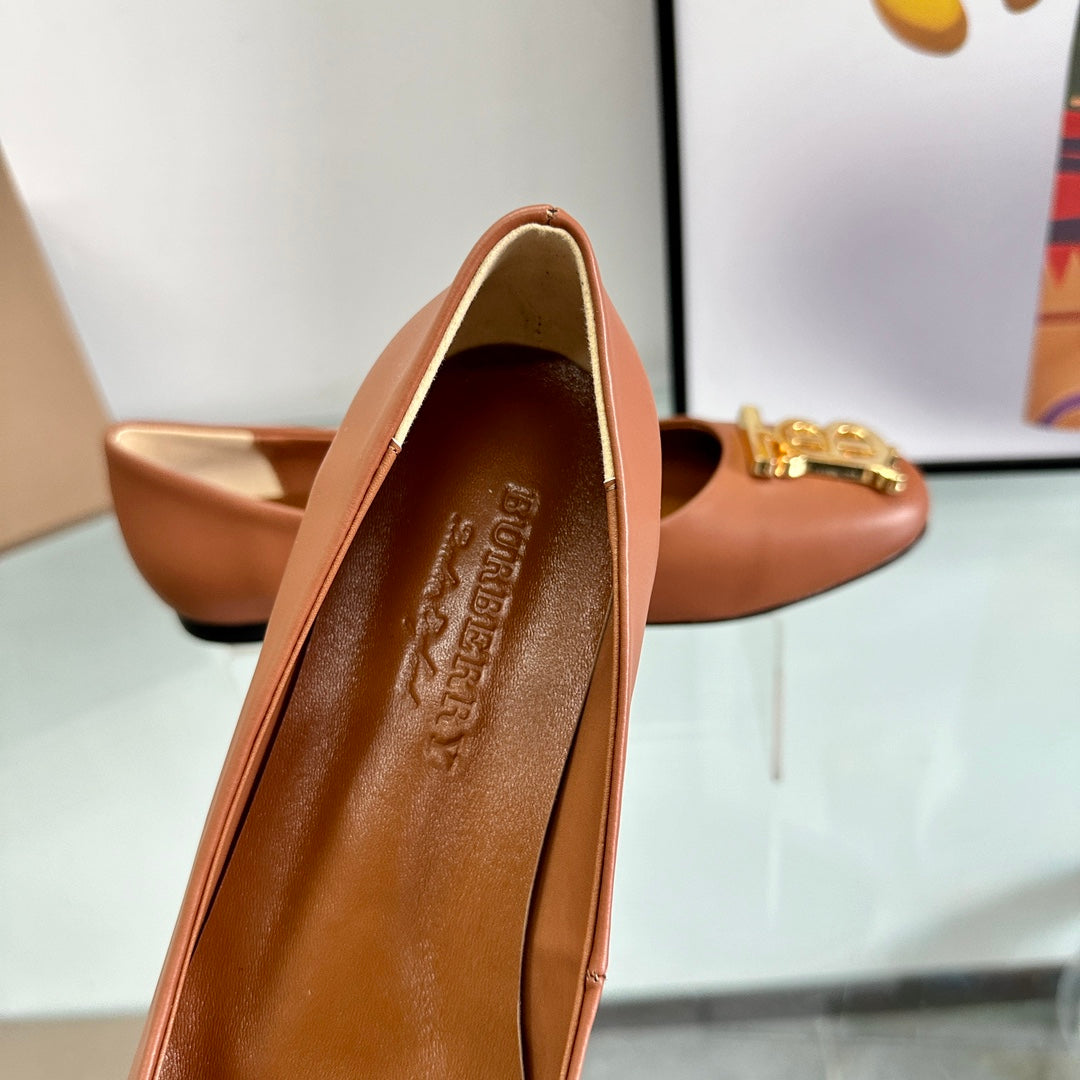 BURBERRY 26S BALLET FLATS IN BROWN CALFSKIN