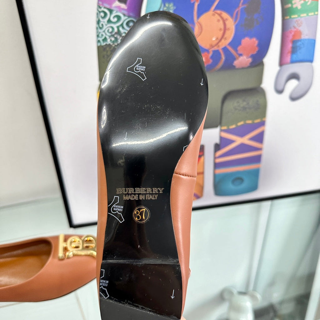 BURBERRY 26S BALLET FLATS IN BROWN CALFSKIN