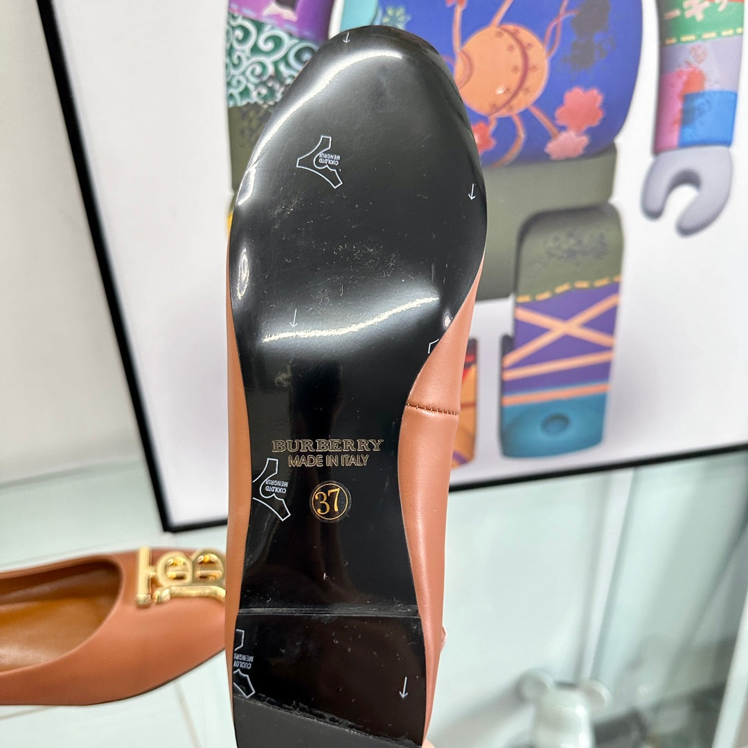 BURBERRY 26S BALLET FLATS IN BROWN CALFSKIN