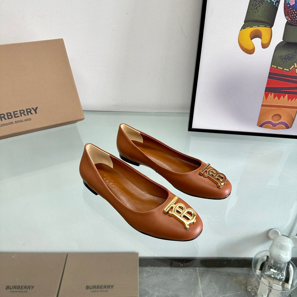 BURBERRY 26S BALLET FLATS IN BROWN CALFSKIN