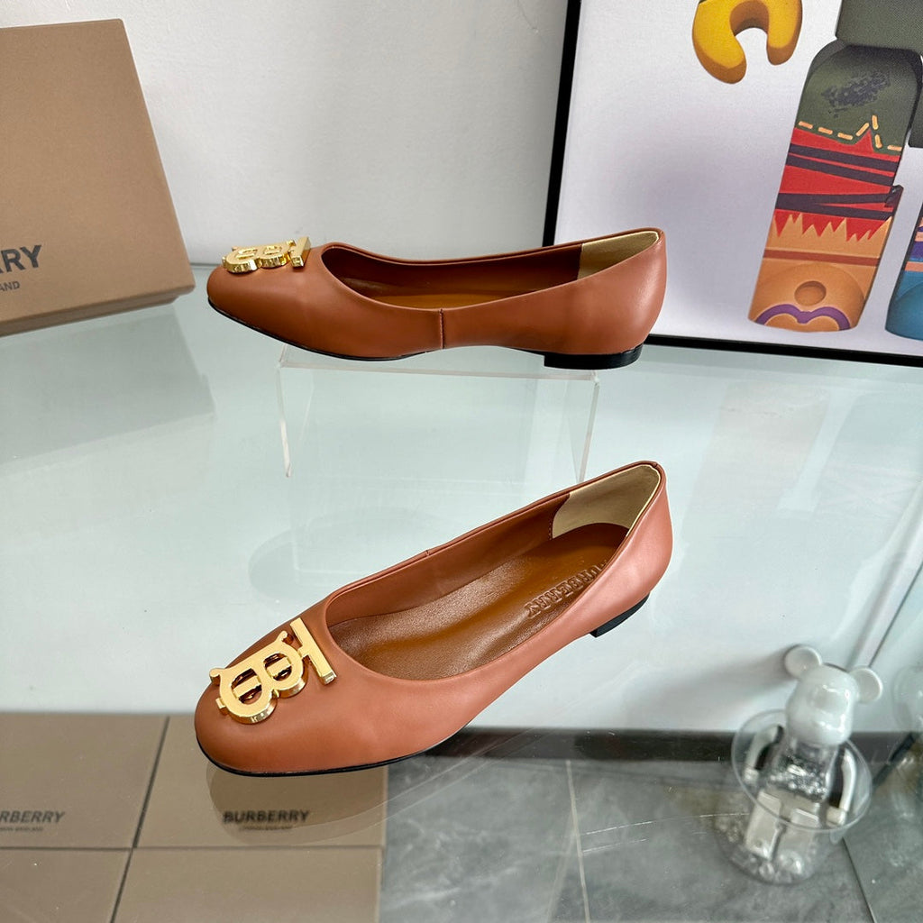 BURBERRY 26S BALLET FLATS IN BROWN CALFSKIN