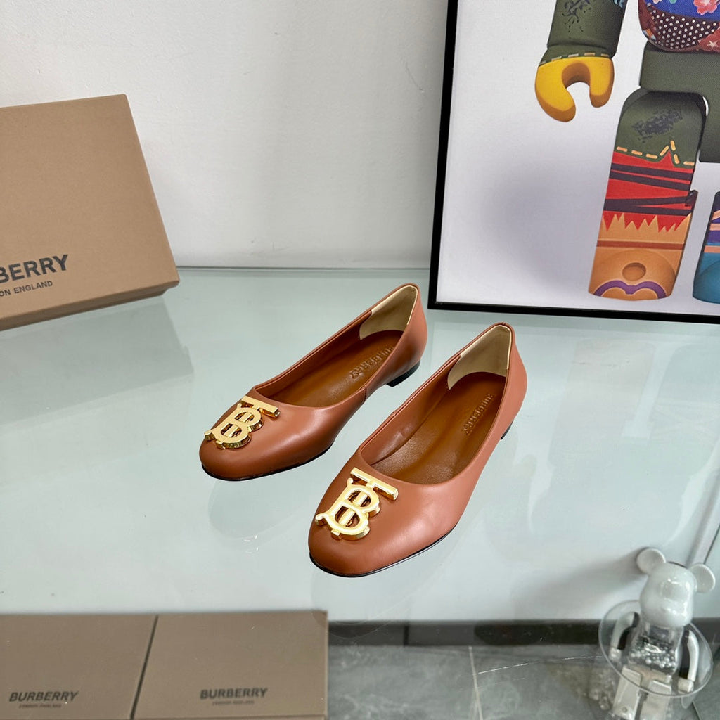 BURBERRY 26S BALLET FLATS IN BROWN CALFSKIN