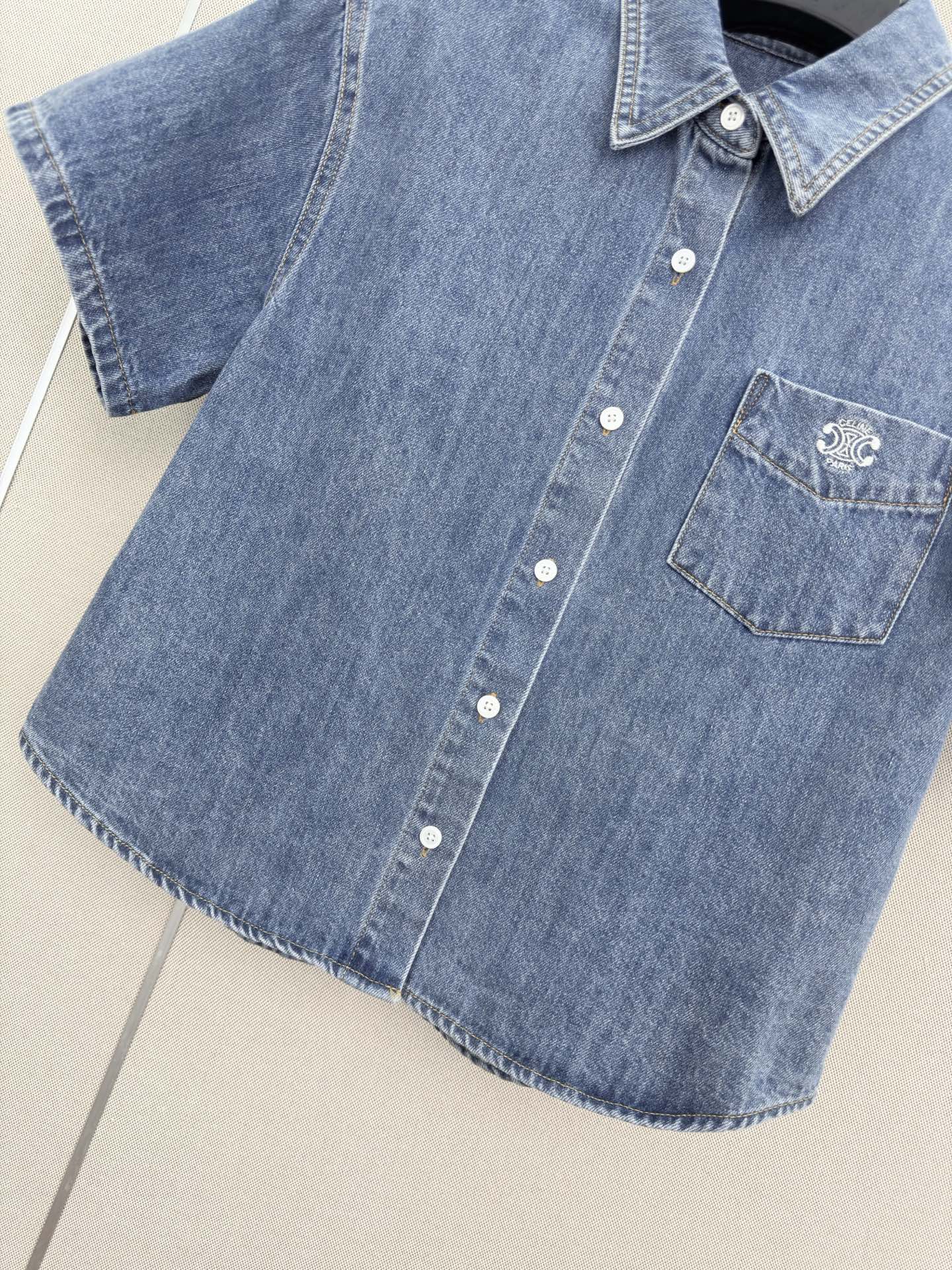 CELINE 26S SHORT SLEEVE DENIM SHIRT 321