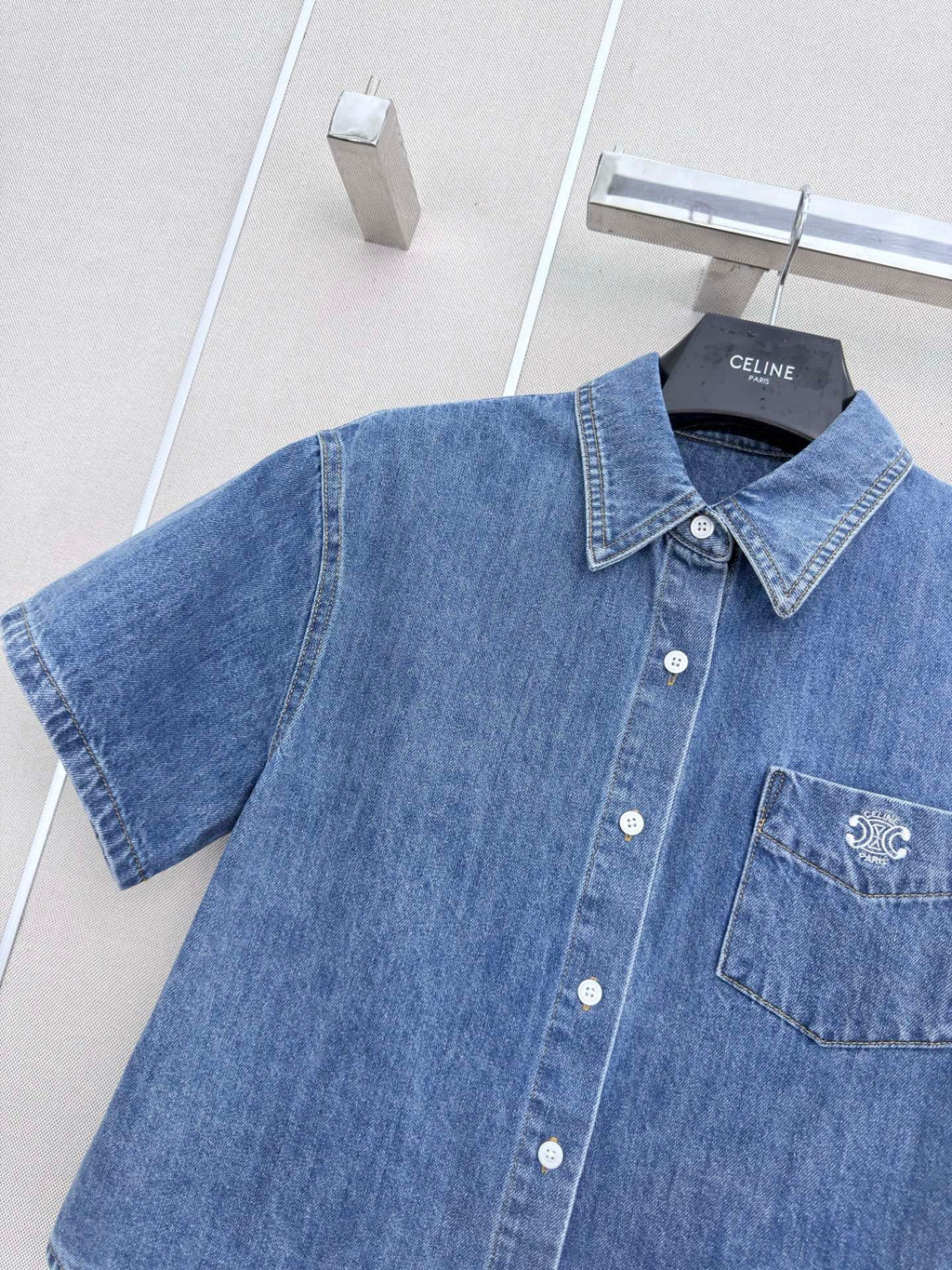 CELINE 26S SHORT SLEEVE DENIM SHIRT 321