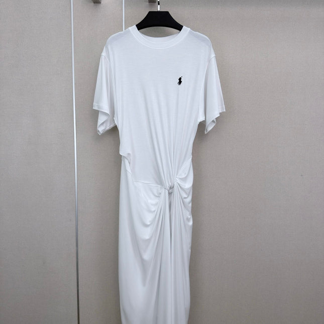 RALPH LAUREN 26S WHITE WAIST-TIED DRESS 455