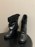 ALO 25S FOLD-OVER ANKLE BOOTS 50 MM IN BLACK LAMBSKIN