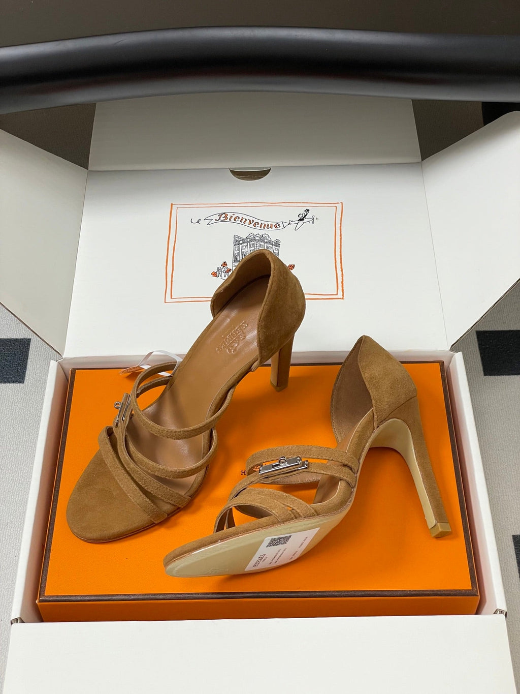 HM 25S HIGH-HEEL SANDAL 105 MM IN BROWN SUEDE
