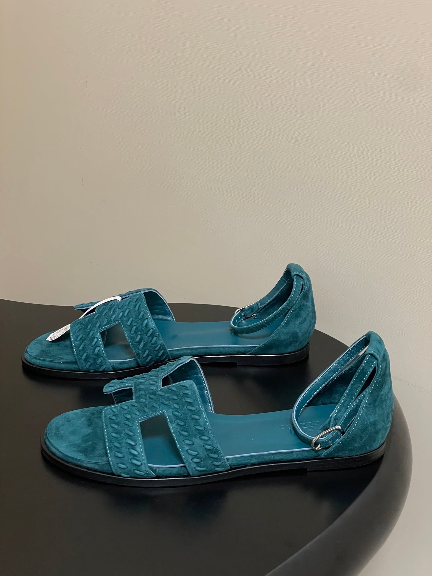 HM 25S SANTORINI SANDAL IN DARK BLUE SUEDE AND LAMBSKIN