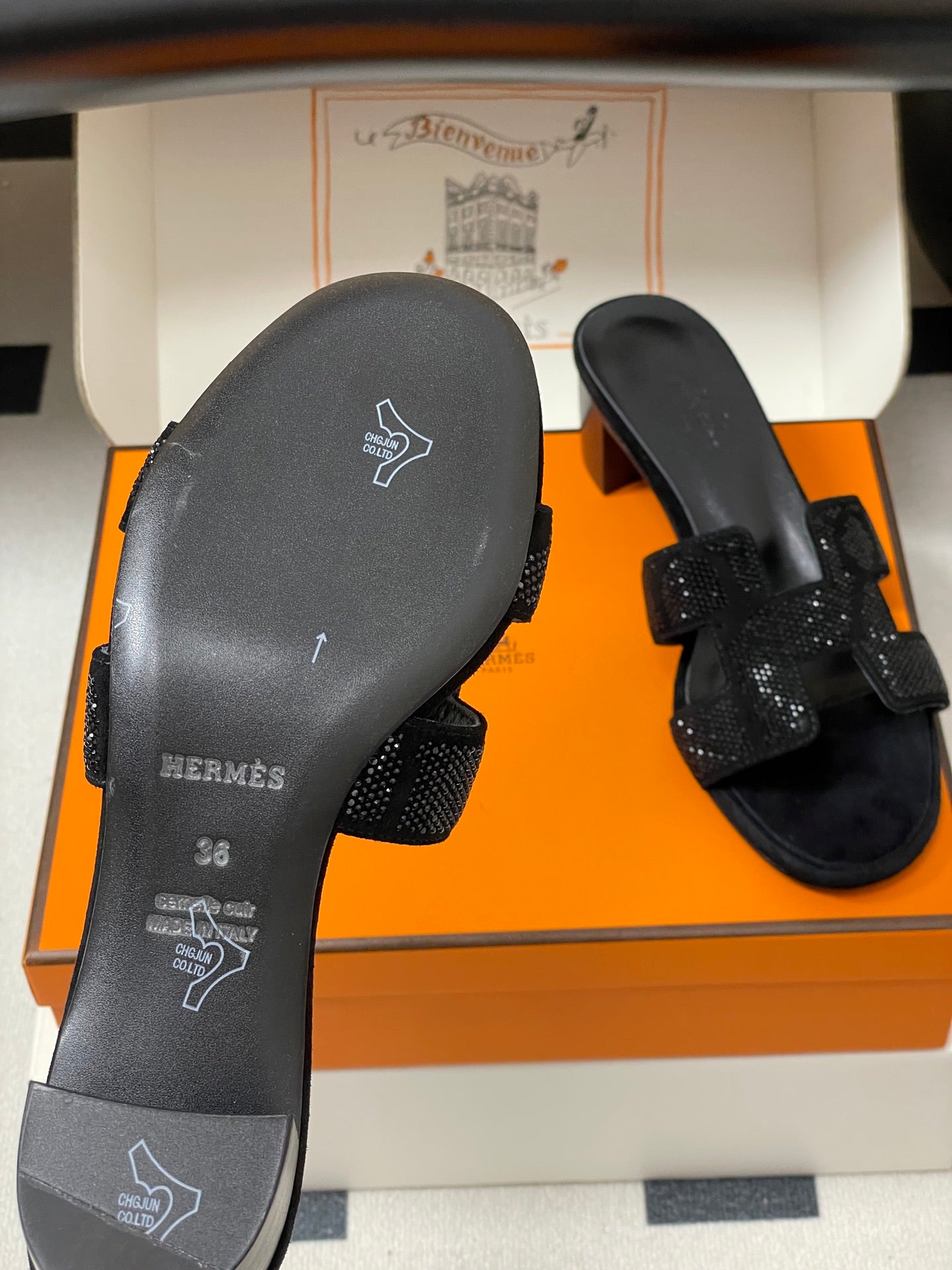 HM 25S ORAN HIGH‑HEEL SANDAL 50 MM IN BLACK LAMBSKIN WITH STONE DETAILS