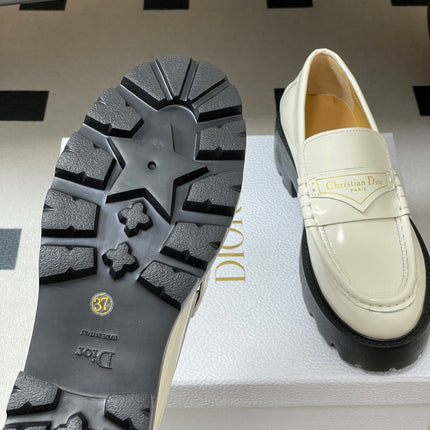 DIOR 25S BOY PLATFORM LOAFERS IN CREAM WHITE LAMBSKIN