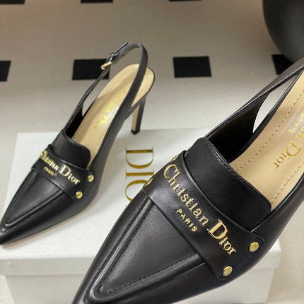 DIOR 25S BOY SLINGBACK HIGH HEELS 85 MM IN BLACK LAMBSKIN
