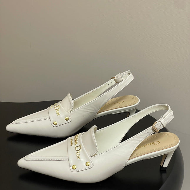 DIOR 25S BOY SLINGBACK HIGH HEELS 50 MM IN WHITE LAMBSKIN
