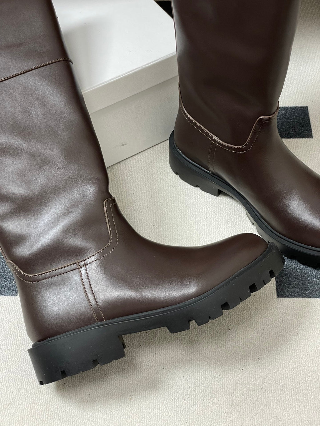 CELINE 26S MARGARET HIGH BOOTS IN DARK BROWN CALFSKIN